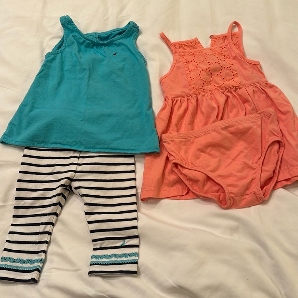 2 Nautica Kids outfits a Dress Set and Tunic pant set